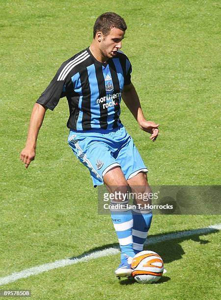 Steven Taylor in action during a pre-season friendly match between Dundee United and Newcastle United at Tannadice stadium on Aug 02, 2009 in Dundee,...
