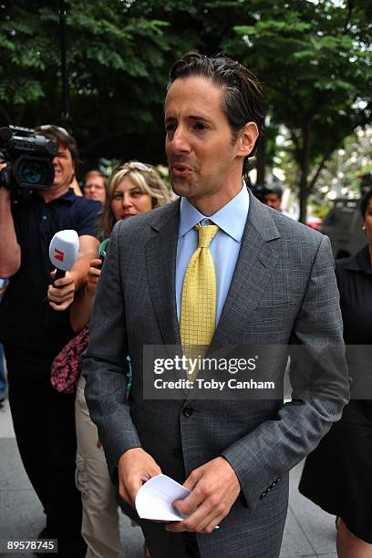 Attorney of Debbie Rowe, Eric George is seen outside of Los Angeles Superior Court following a hearing to finalize an agreement for permanent custody...