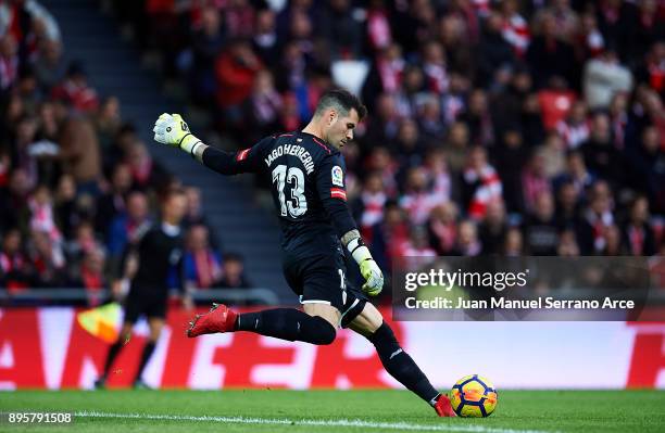 Iago Herrerin of Athletic Club controls the ball during the La Liga match between Athletic Club Bilbao and Real Sociedad de Futbol at San Mames...