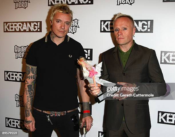 Liam Howlett and Keith Flint of The Prodigy pose with the award for Best Single during The Kerrang Awards 2009 held at The Brewery on August 3, 2009...