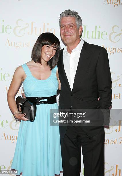 Anthony Bourdain and guest attend the "Julie & Julia" premiere at the Ziegfeld Theatre on July 30, 2009 in New York City.