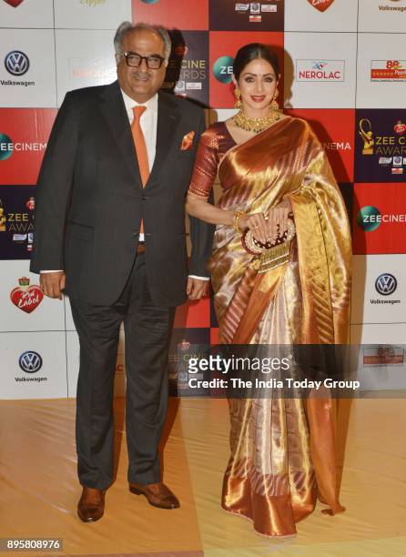 Sridevi and Boney Kapoor attends Zee Cine Awards 2018 held at MMRDA Grounds in Mumbai.