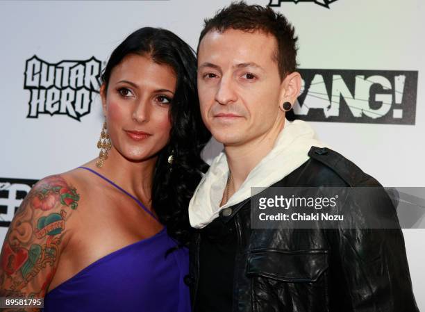 Chester Bennington of Linkin Park and a guest arrive for the 2009 Kerrang! Awards at The Brewery on August 3, 2009 in London, England.