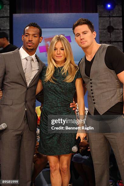 Marlon Wayans, Sienna Miller and Channing Tatum visits BET's "106 & Park" at BET Studios on August 3, 2009 in New York City.