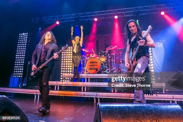 Pat Badger, Kevin Figueiredo, Gary Cherone and Nuno Bettencourt of Extreme perform live on stage at O2 Academy Birmingham on December 17, 2017 in...