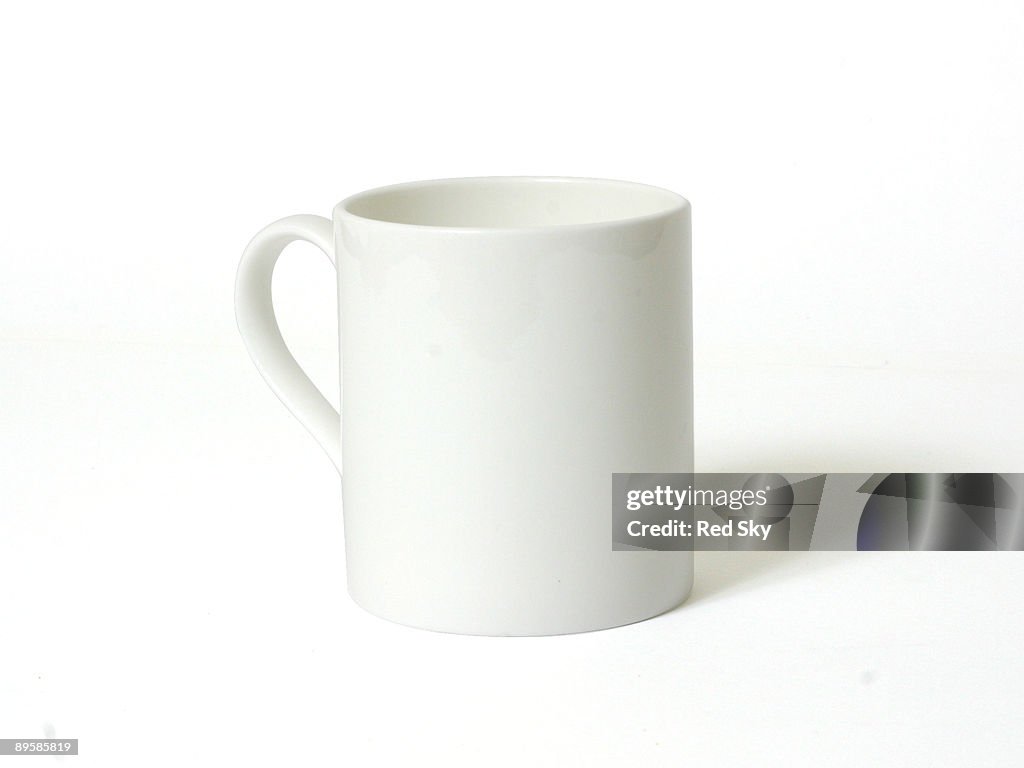 A white mug on a white background