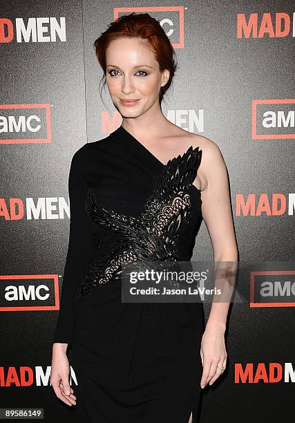 Actress Christina Hendricks attends the 3rd season premiere of "Mad Men" at the Directors Guild Theatre on August 3, 2009 in West Hollywood,...