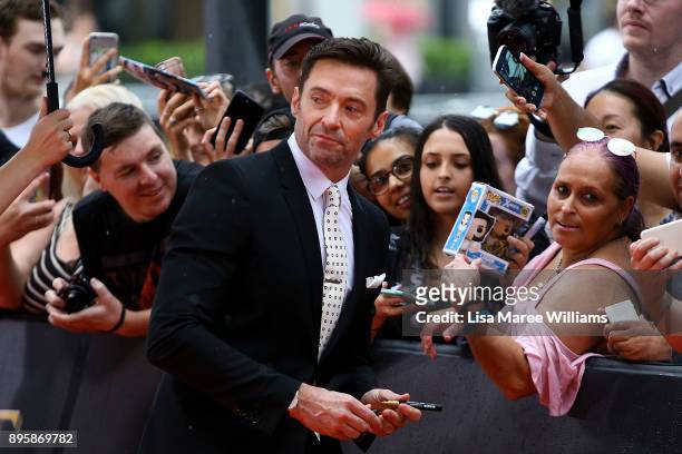 Hugh Jackman greets fans during the Australian premiere of The Greatest Showman at The Star on December 20, 2017 in Sydney, Australia.