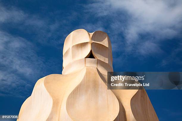 chimneys on casa mila by antoni gaudi - antoni gaudi casa mila stock pictures, royalty-free photos & images