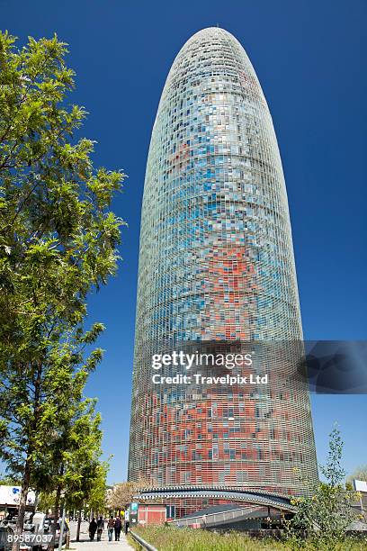 the torre agbar, modern office building - torre agbar stock pictures, royalty-free photos & images