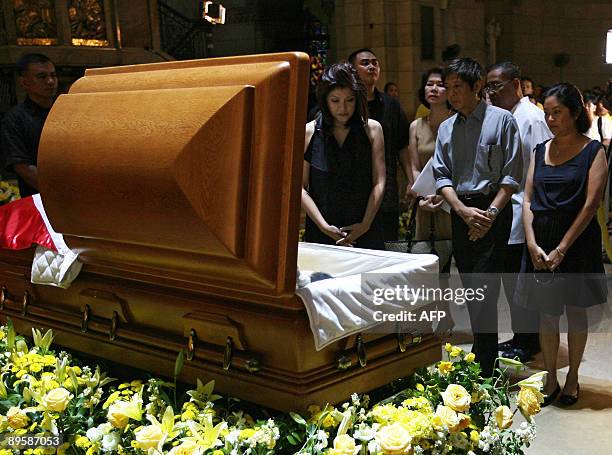 Ferdinand 'Bong-Bong' Marcos Jr. And Imee Marcos , the children of the late Philippine president Ferdinand Marcos, view the remains of the late...