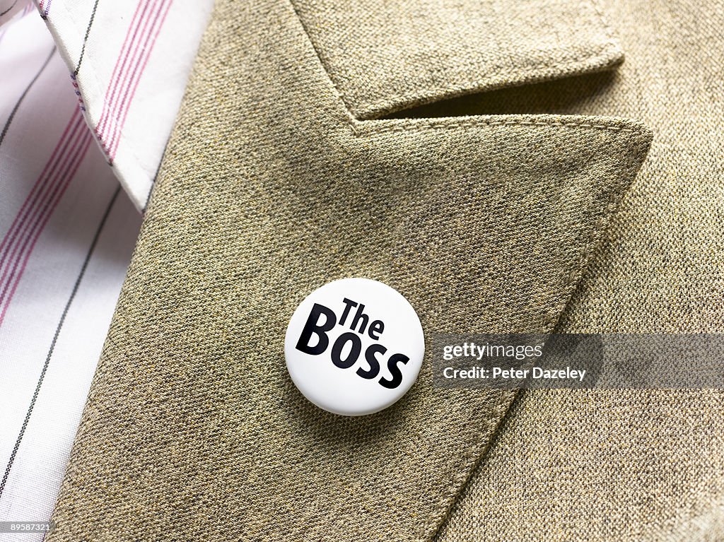 Boss Button The Boss Button Badge High-Res Stock Photo - Getty Images