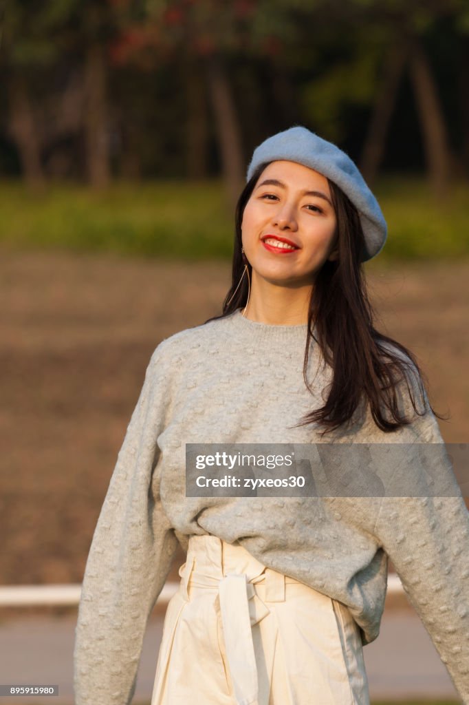 A young woman in the natural environment,China - East Asia,