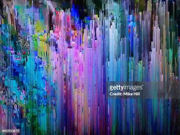 digital television interference pattern - glitch art stockfoto's en -beelden