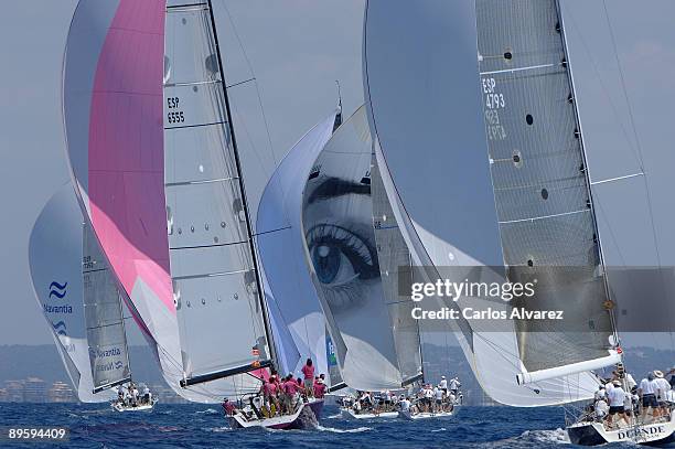 Yachts sail during the second day of racing in the Copa del Rey regatta off the coast of Palma de Mallorca on August 4, 2009 in Mallorca, Spain.