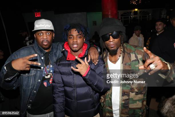 Erick Sermon, Lougotcash, and Mr. Cheeks attend the 13 Sins Album Release Party at S.O.B.'s on December 19, 2017 in New York City.