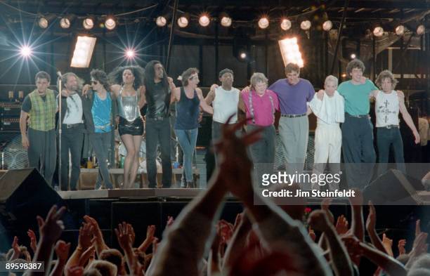 The Rolling Stones perform at Camp Randall Stadium in Madison Wisconsin on August 26, 1994.