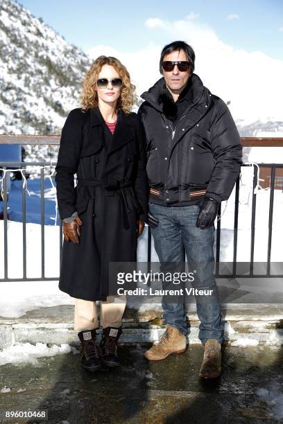 Actress Vanessa Paradis and Director Samuel Benchetrit attend "Les Arcs European Film Festival" on December 20, 2017 in Les Arcs, France.