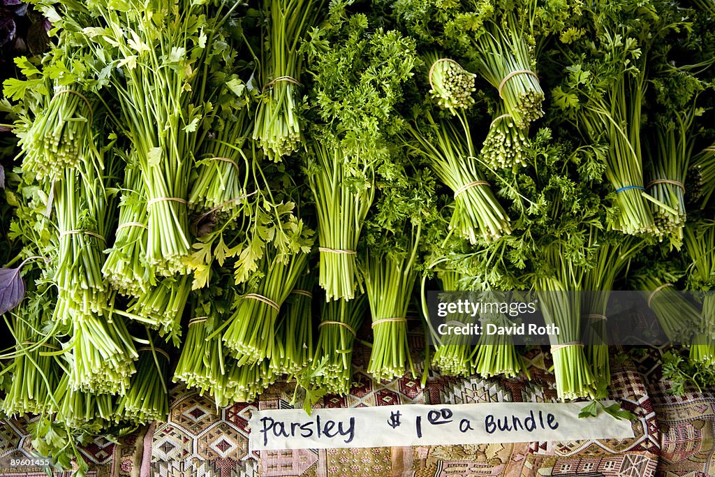 Organic parsley at a farmer's market