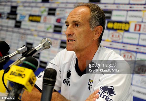 Coach Francesco Giudolin of Parma FC speaks to press during the press conference on August 4, 2009 in Parma, Italy.