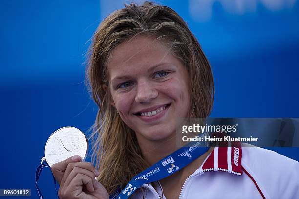 13th FINA World Championships: Russia Yuliya Efimova victorious with silver medal after Women's 100M Breaststroke Final at Foro Italico. Rome, Italy...