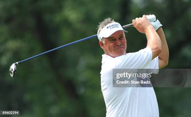 Darren Clarke hits a drive during practice for the World Golf Championships-Bridgestone Invitational held at Firestone Country Club on August 4, 2009...