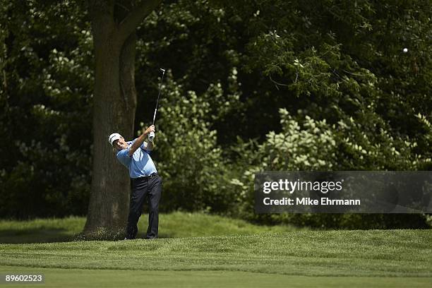 Fred Funk in action, taking second shot on No 7 during Sunday play at Crooked Stick GC. Carmel, IN 8/2/2009 CREDIT: Mike Ehrmann