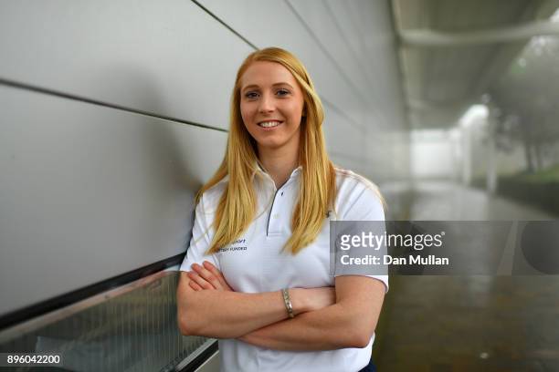 Maddy Smith of Great Britain poses for a portrait during a Team GB Skeleton Media Session at the University of Bath Sports Training Village on...