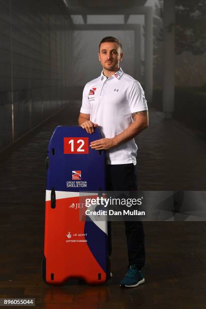 Jack Thomas of Great Britain poses for a portrait during a Team GB Skeleton Media Session at the University of Bath Sports Training Village on...
