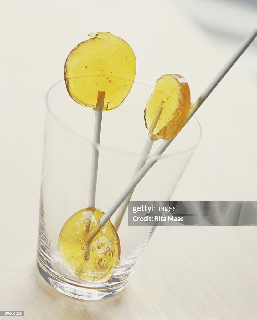 Lemon Lollipops in Glass