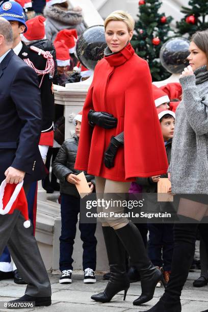 Princess Charlene of Monaco attends the Christmas Gifts Distribution on December 20, 2017 in Monaco, Monaco.