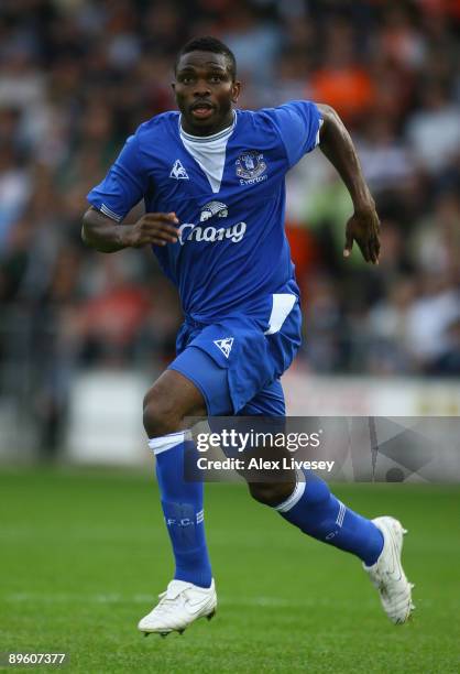 Joseph Yobo of Everton during a pre season match between Blackpool and Everton at Bloomfield Road on August 4, 2009 in Blackpool, England.