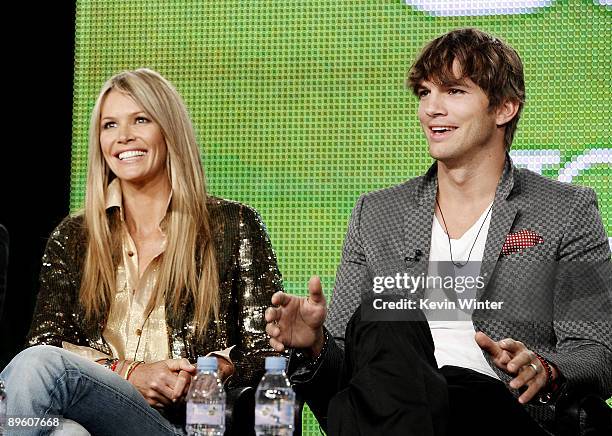 Actress Elle Macpherson and Executive Producer Ashton Kutcher of "The Beautiful Life" appear during the CW Network portion of the 2009 Summer...