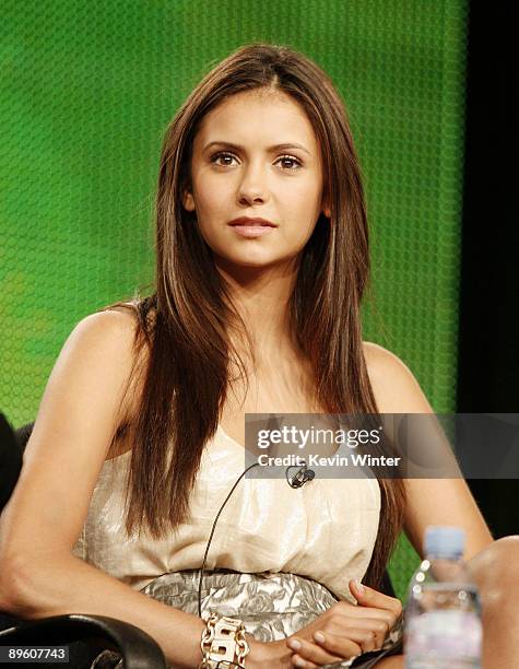 Actress Nina Dobrev of "The Vampire Diaries" appears during the CW Network portion of the 2009 Summer Television Critics Association Press Tour at...