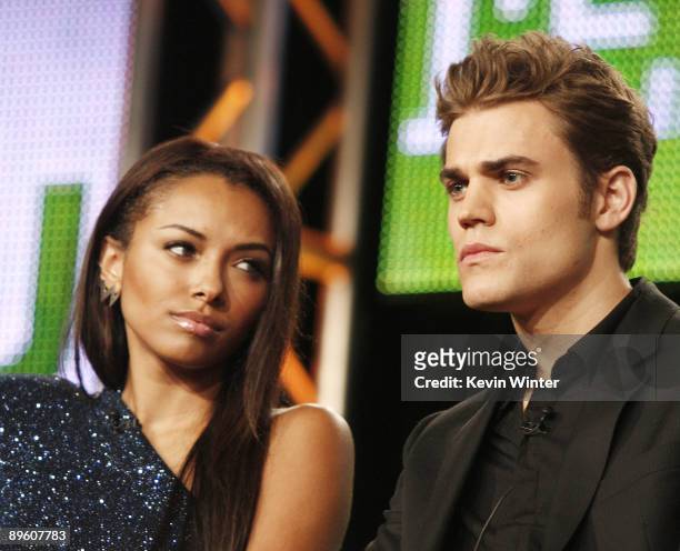 Actors Katerina Graham and Paul Wesley of "The Vampire Diaries" appear during the CW Network portion of the 2009 Summer Television Critics...