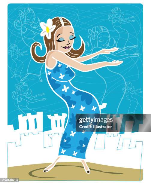 lady aberlins muumuu - dancing outside stock illustrations