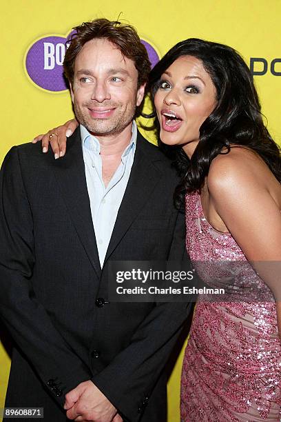 Actors Chris Kattan and Pooja Kumar attend a screening of "Bollywood Hero" at the Rubin Museum of Art on August 4, 2009 in New York City.