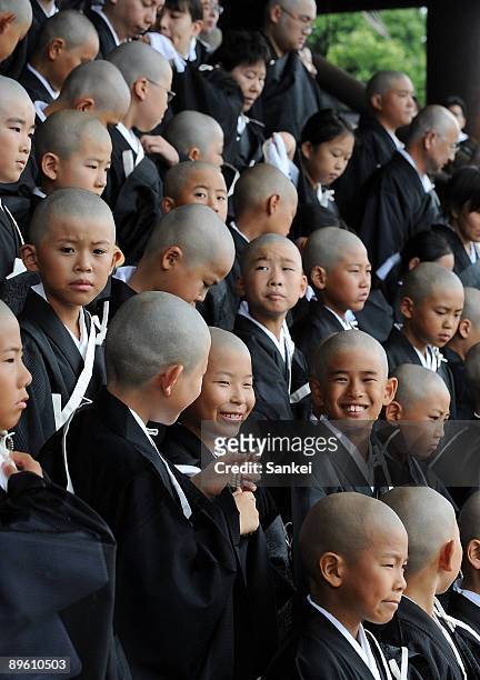 Children attend the Buddhist Monks Initiation Ceremony at Higashi Honganji Temple on August 5, 2009 in Kyoto, Japan. The temple accepts kids over...
