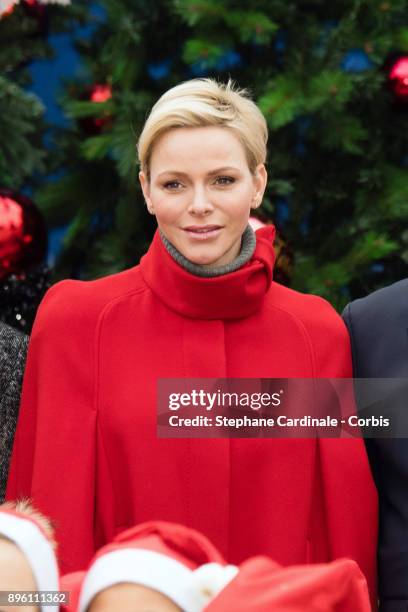 Princess Charlene of Monaco attends the Christmas Gifts Distribution on December 20, 2017 in Monaco, Monaco.