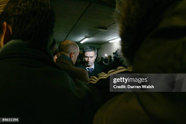 Chelsea manager Jose Mourinho being interviewd by the media after the UEFA Champions League Group G match between Anderlect and Chelsea held on...