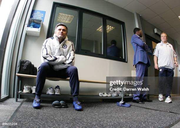 Chelsea manager Jose Mourinho during a training session held on April 12, 2006 at the training ground in Cobham, Surrey, England.