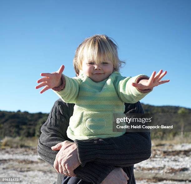 father and daughter laughing together - heidi coppock beard stock pictures, royalty-free photos & images