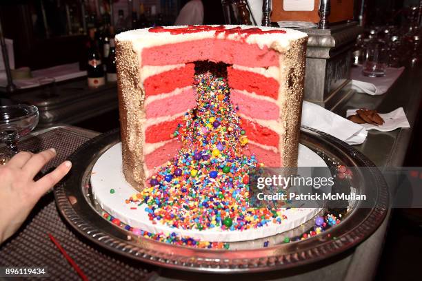 Cake at Julie Macklowe's 40th birthday Spectacular at La Goulue on December 19, 2017 in New York City.