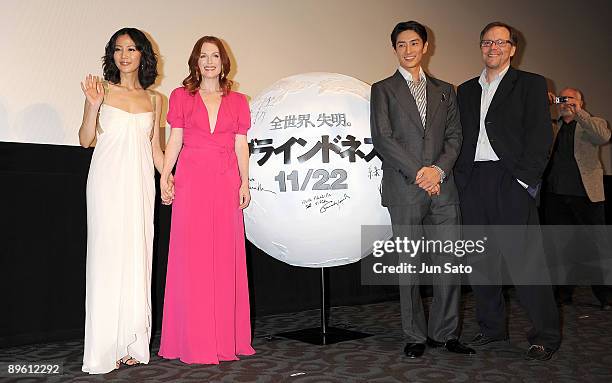 Actresses Yoshino Kimura and Julianne Moore, actor Yusuke Iseya and director Fernando Meirelles attend the Blindness stage greeting during the 21st...