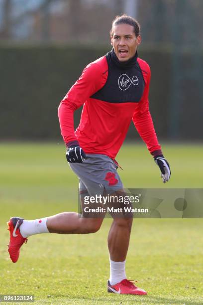 Virgil Van Dijk during a Southampton FC training session at Staplewood Complex on December 20, 2017 in Southampton, England.