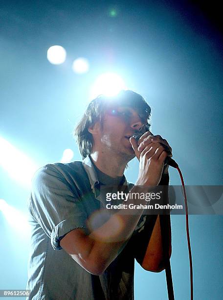 Thomas Mars of the band Phoenix performs on stage at the Enmore Theatre on August 5, 2009 in Sydney, Australia.