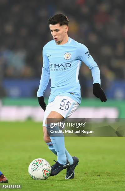 Brahim Diaz of Manchester City in action during the Carabao Cup Quarter-Final match between Leicester City and Manchester City at The King Power...