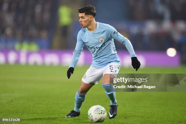 Brahim Diaz of Manchester City in action during the Carabao Cup Quarter-Final match between Leicester City and Manchester City at The King Power...