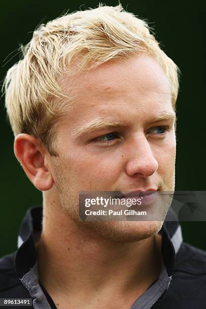 Shane Geraghty of Northampton Saints looks on during an open training session following the Northampton Saints Photocall at Rugby School on August 5,...