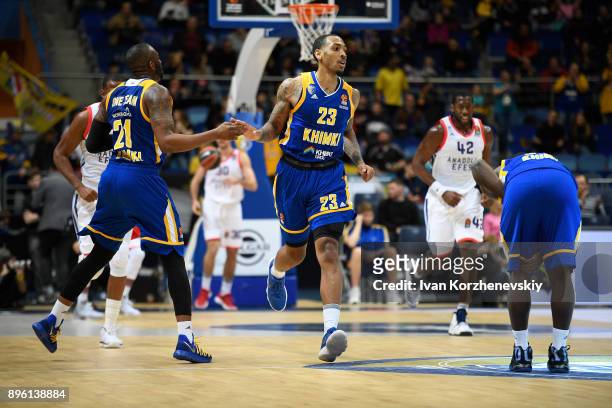 Malcolm Thomas, #23 of Khimki Moscow Region in action during the 2017/2018 Turkish Airlines EuroLeague Regular Season Round 13 game between Khimki...
